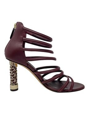 Chanel Coco Tower Cage Burgundy Heels